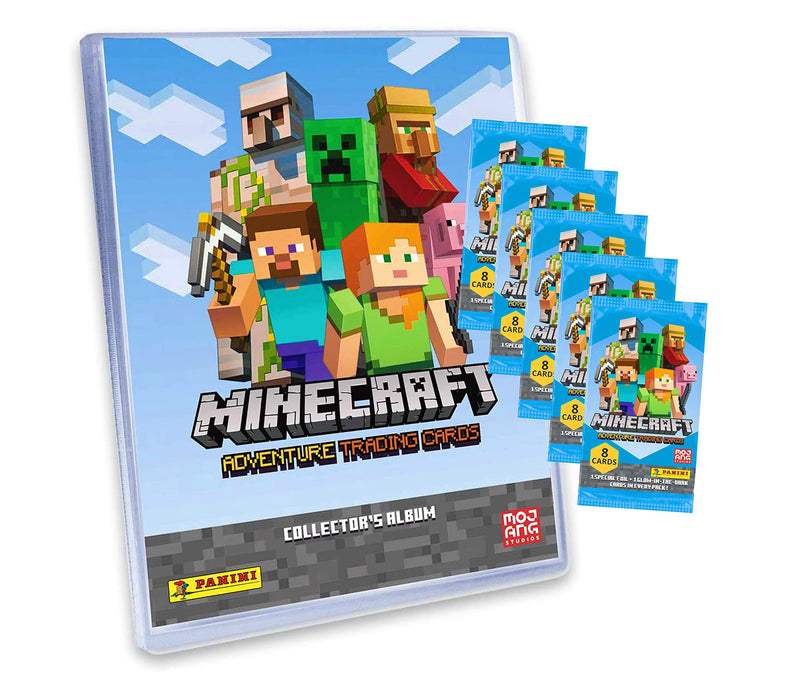 Panini Minecraft Trading Cards - Trading Cards Adventure Series 1 - Card Selection (1 Folder + 5 Boosters)