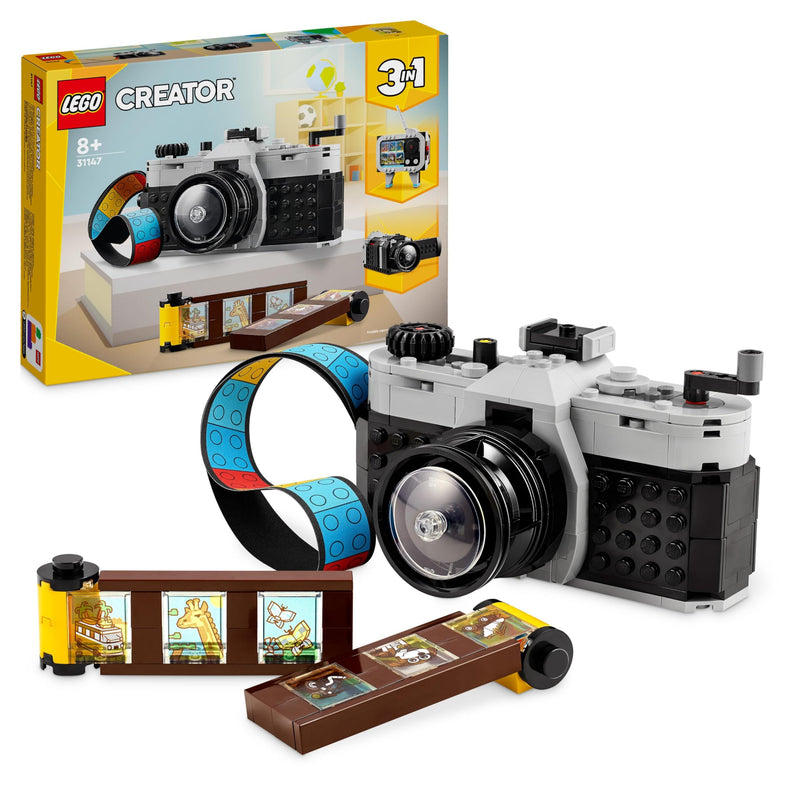 LEGO Creator 3in1 Retro Camera Toy to Video Camera to TV Set, Kids' Desk Decoration or Bedroom Accessories, Photography Gifts for Girls and Boys Aged 8 Plus Years Old Who Enjoy Creative Play 31147