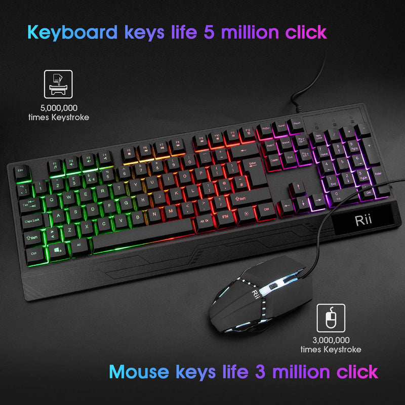 Rii Gaming Keyboard and Mouse,RGB Light Up Keyboard and Mouse Set for PS4,Xbox for Gaming ,Working-UK Layout