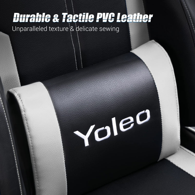 YOLEO Gaming Chair Ergonomic Computer Gaming Chair Adjustable Armrest High Back Office Chair Mute Casters Desk Chair with Lumbar Support and Headrest, Recliner Chair BIFMA Certified