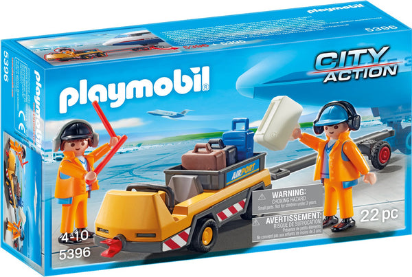 Playmobil 5396 City Action Aircraft Tug with Ground Crew, Fun Imaginative Role-Play, PlaySets Suitable for Children Ages 4+