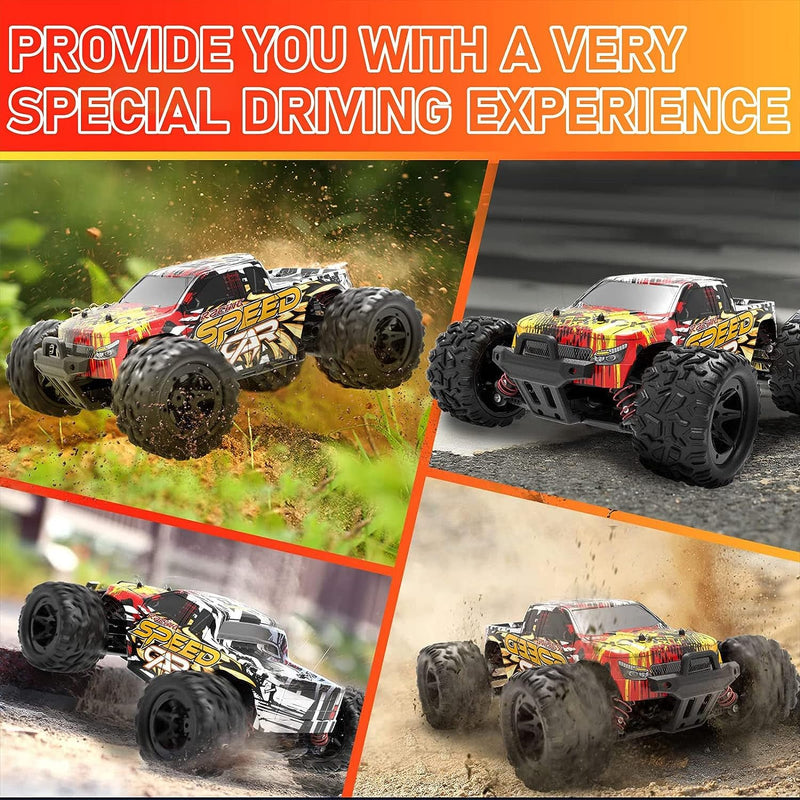 DEERC RC Cars High Speed Remote Control Car for Adults Kids 30+MPH, 1:18 Scales 4WD Off Road RC Monster Truck,Fast 2.4GHz All Terrains Toy Trucks Gifts for Boys,2 Batteries for 40Min Play