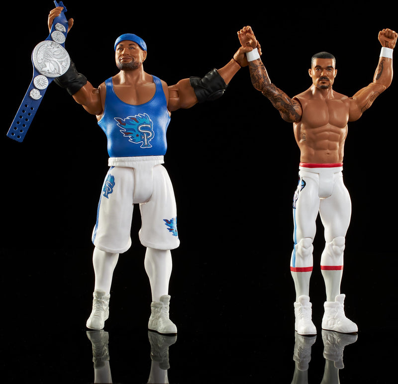 Mattel WWE Action Figure Battle Pack 2 Pack with Mattel WWE Championship Title Championship Showdown The New Day Montez Ford & Angelo Dawkins (HLL83)