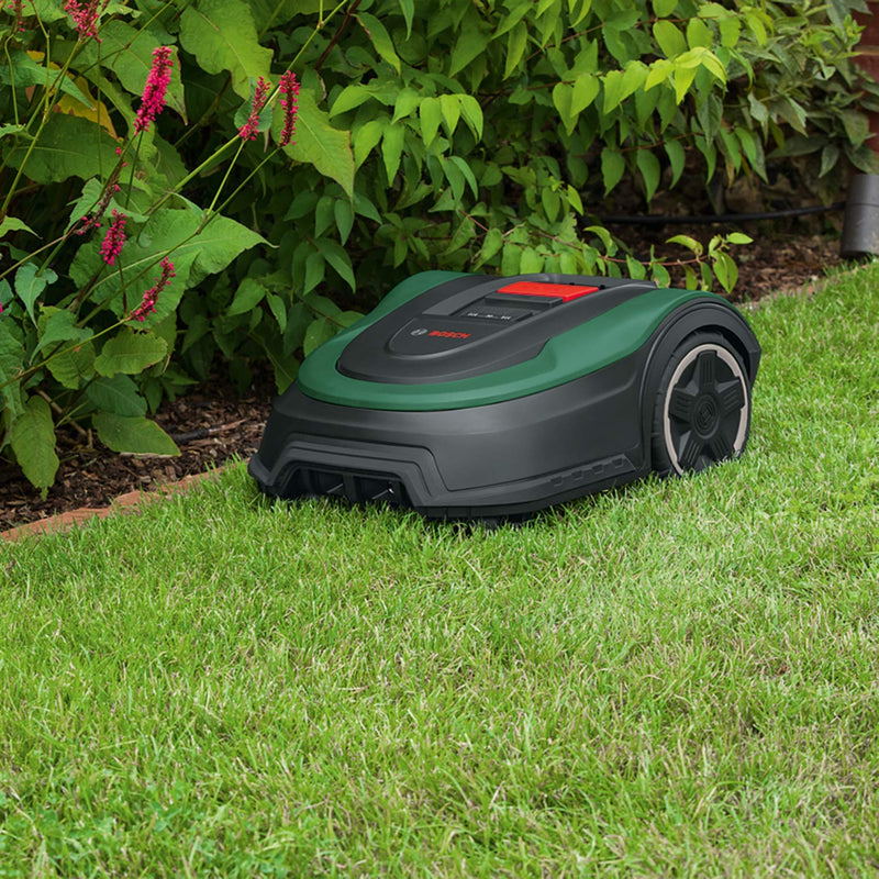 Bosch Home and Garden Robotic Lawnmower Indego S- 500 (with 18V battery and App Function, docking station included, cutting width 19 cm, for lawns of up to 500 m², in carton packaging)