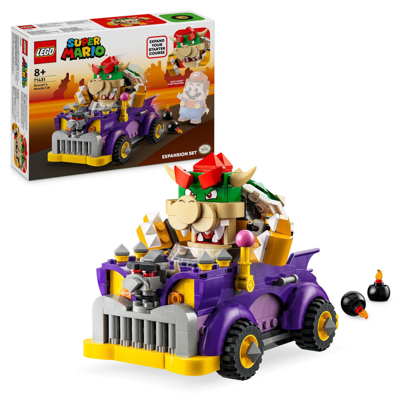 LEGO Super Mario Bowser’s Muscle Car Expansion Set, Collectible Race Kart Toy for 8 Plus Year Old Boys, Girls & Kids with a Bowser Character Figure, Valentine's Day Treat, Small Gifts for Gamers 71431