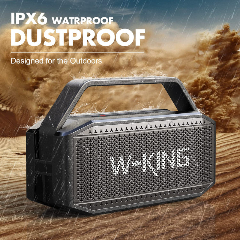 W-KING Portable Loud Bluetooth Speaker, 60W RMS(80W Peak) Waterproof Bluetooth Speaker Wireless, Deep Bass/Stereo Pairing/40H/Power Bank/TF/AUX/EQ/NFC, Large Outdoor Speaker Boombox for Party, Home