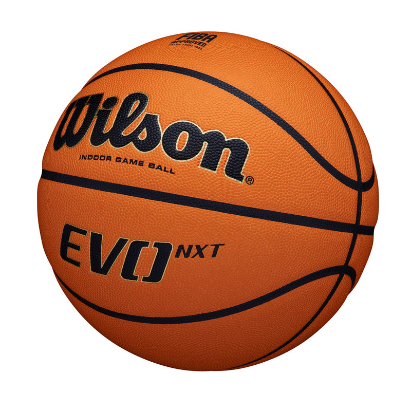 Wilson Basketball EVO NXT FIBA GAME BALL, Mixed Leather, Ideal for Indoor, Size 7, Brown, WTB0965XB