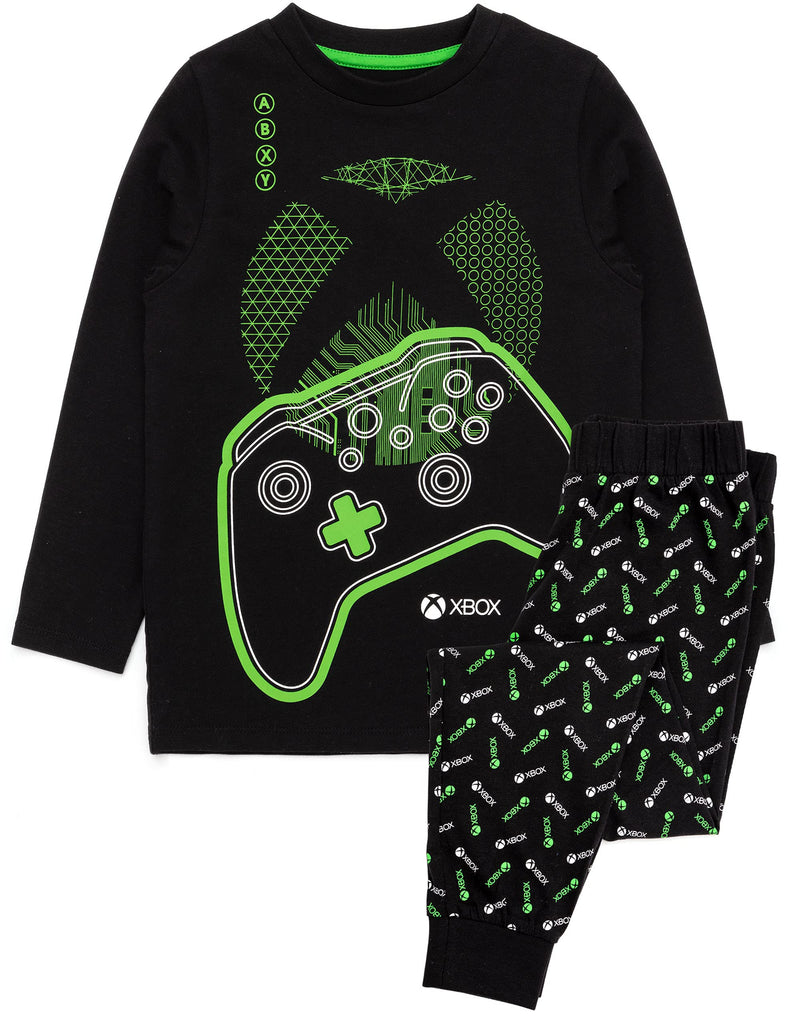 Xbox Pyjamas For Boys | Kids Black Green Gamer T-Shirt & Leggings Trousers Pjs | Game Console Controller Merchandise Gifts 10-11 Years