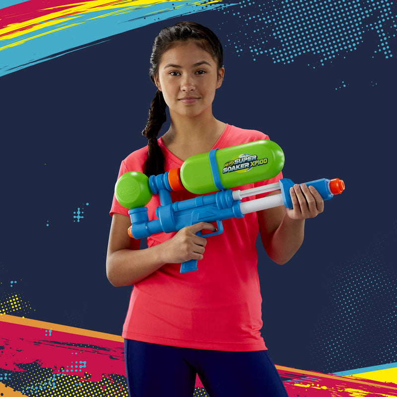 Nerf Super Soaker XP100 Water Blaster – Air-Pressurised Continuous Blast – Removable Tank – For Kids, Teens, Adults