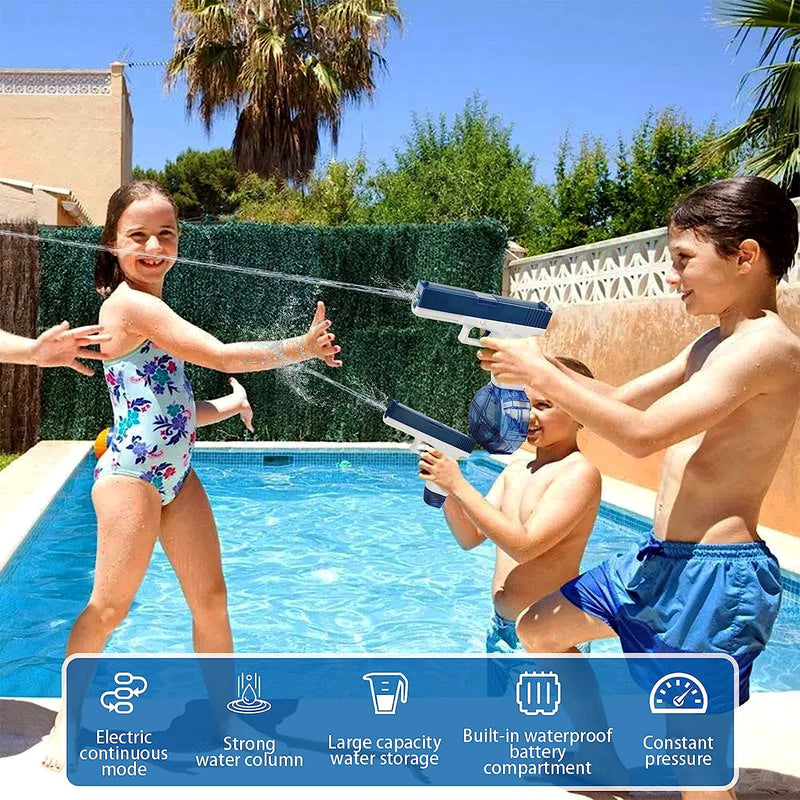 Electric Water Pistol Guns for Adults & Kids, Up to 32 FT Range Super One-Button Water Sprayer Squirt Guns 434CC+58CC Water Blaster Summer Pool Beach Party Toys (Blue)