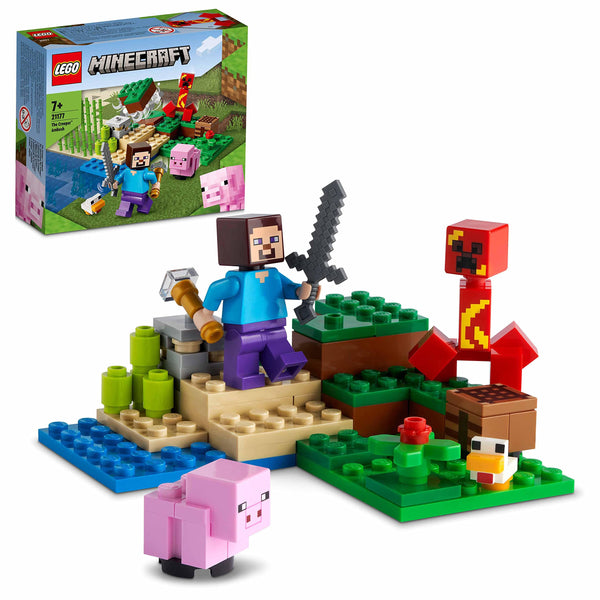 LEGO 21177 Minecraft The Creeper Ambush Building Toy With Steve, Baby Pig & Chicken Figures, Gift Kids, Boys And Girls Age 7 Plus Years Old