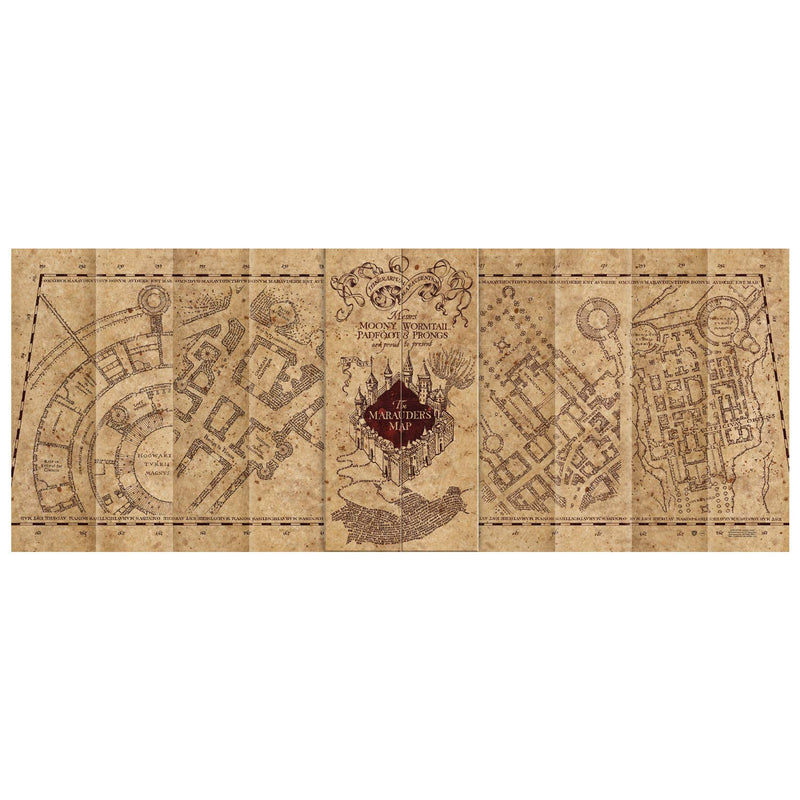 The Noble Collection Harry Potter Marauders Map 1000pc Jigsaw Puzzle - 35 x 13in (89 x 33cm) Oversized Puzzle - Harry Potter Film Set Movie Props Gifts