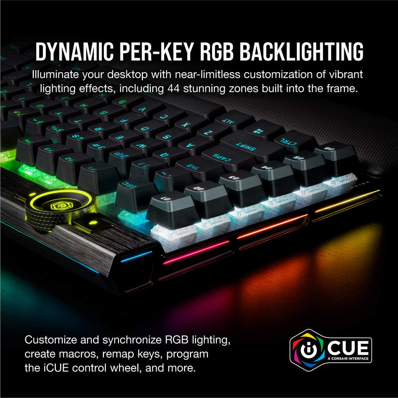 CORSAIR K100 RGB Optical-Mechanical Wired Gaming Keyboard – OPX Linear Switches – PBT Double-Shot Keycaps – Elgato Stream Deck Integration – iCUE Compatible – PC, Mac, Xbox – QWERTY UK – Black