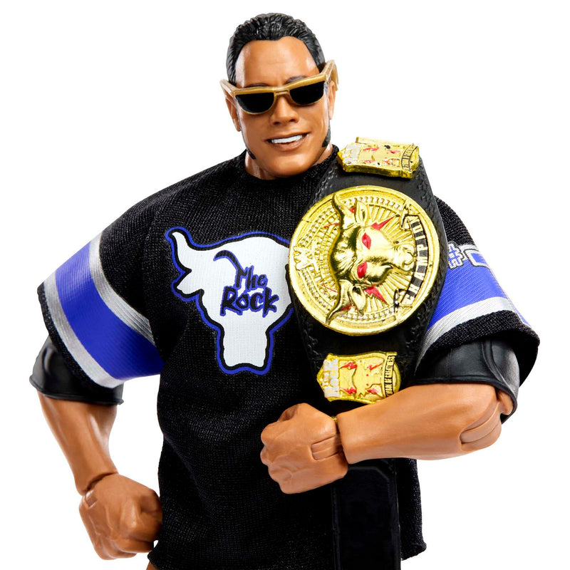 WWE Action Figures, WWE Elite The Rock Figure with Accessories, Collectible Gifts, HKN81, 6 inch