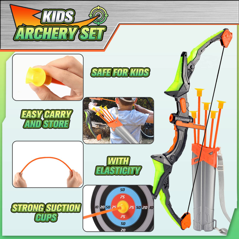 Diyfrety Bow and Arrow Set Kids,Garden Toys for 3 4 5 6 7 8 Year Olds Boys Girls Outdoor Toys for 8 9 10 11 12 Year Olds Boys Gifts for 3-12 for Year Olds Boys Archery Set for Kids Boys Toys Age 3-12