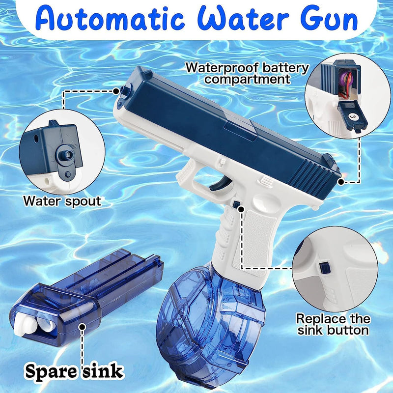 Electric Water Pistol Guns for Adults & Kids, Up to 32 FT Range Super One-Button Water Sprayer Squirt Guns 434CC+58CC Water Blaster Summer Pool Beach Party Toys (Blue)