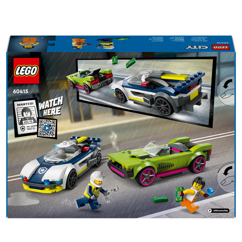 LEGO City Police Car and Muscle Car Chase, Racing Vehicle Toys for 6 Plus Year Old Boys & Girls, Fun Gift for Kids Who Love Pretend Play, Includes Officer and Crook Minifigures 60415