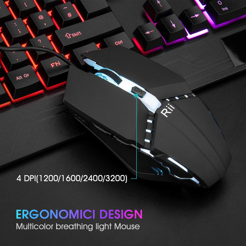 Rii Gaming Keyboard and Mouse,RGB Light Up Keyboard and Mouse Set for PS4,Xbox for Gaming ,Working-UK Layout