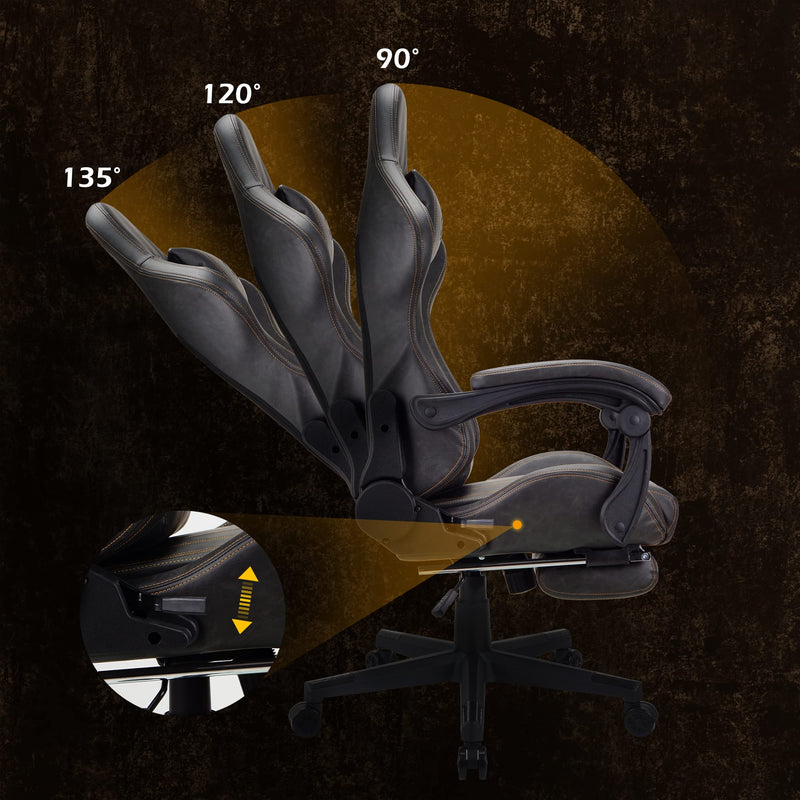 Play haha.Gaming chair Office chair Swivel chair Computer chair Work chair Desk chair Ergonomic Chair Racing chair Leather chair Video game chairs (Black,With footrest)