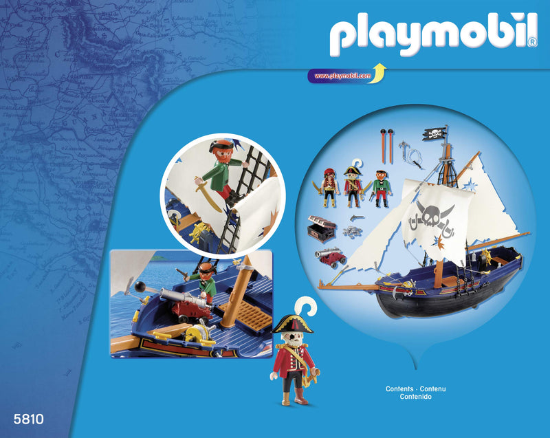 Playmobil 5810 Pirate Ship, Fun Imaginative Role-Play, PlaySets Suitable for Children Ages 4+