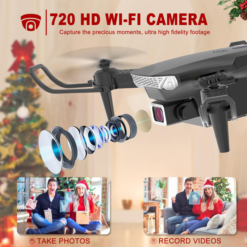 Wipkviey T27 Foldable Drone for Kids/Adults/Beginners with 720P Camera | RC Quadcopter Toys, Christmas Gifts for Boys Girls with 26-30 Mins Flight (2 Modular Batteries and Carrying Case)