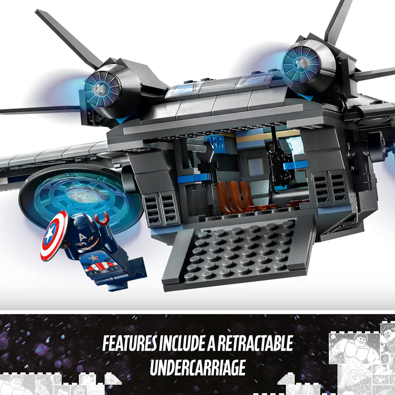 LEGO 76248 Marvel The Avengers Quinjet, Spaceship Building Toy for Kids, Boys & Girls with Thor, Iron Man, Black Widow, Loki and Captain America Minifigures, Inifinity Saga Set