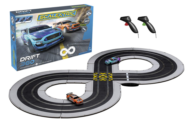 Scalextric Drift 360 Race Set - Electric Race Car Track Set for Ages 5+, Slot Car Race Tracks - Includes: 2x Cars, Track, 1x Powerbase & 2x Controllers - 1:32 Scale Race Sets
