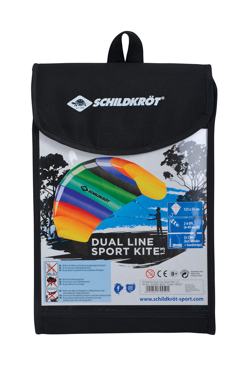 Schildkröt Dual Line Sport Kite 1.3, Two-Line Steering Foil, 8 Years, 55x125cm, Incl. 25 kp Polyester Cords, 2x25m on Winder, 3-6 Beaufort, 970450