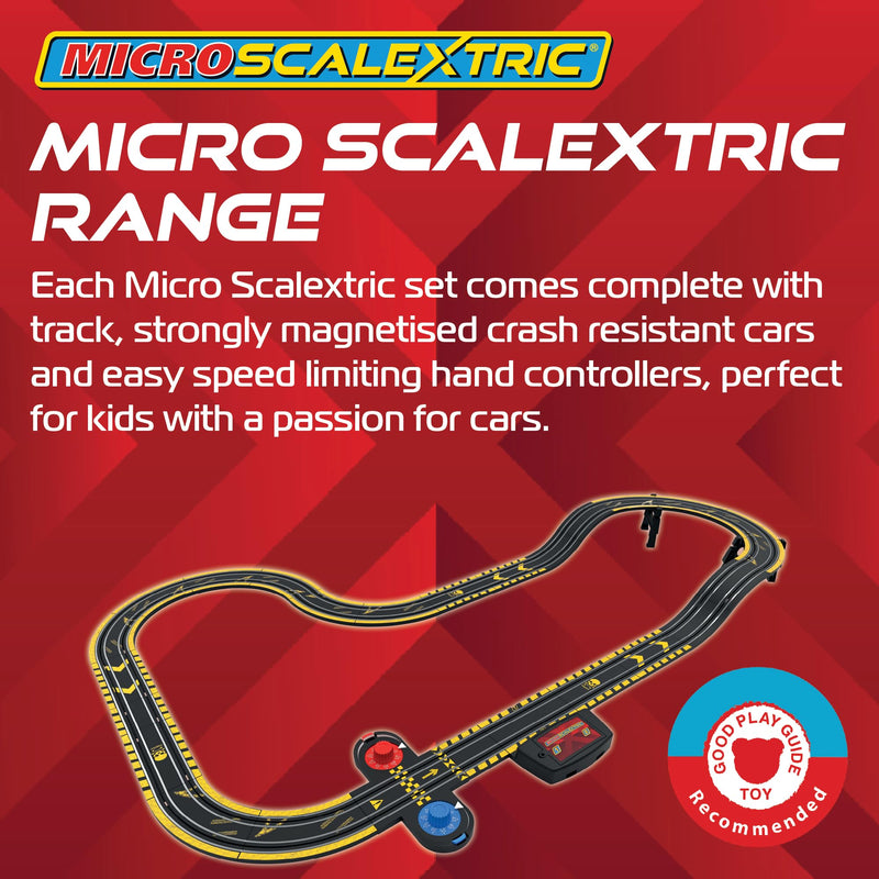 Micro Scalextric Sets for Kids Age 4+ - Law Enforcer Race Set - Mains Powered Electric Racing Track Set, Slot Car Race Tracks - Includes: 2x Cars, 1x Track Set, 1x Mains Powerbase & 2x Controllers