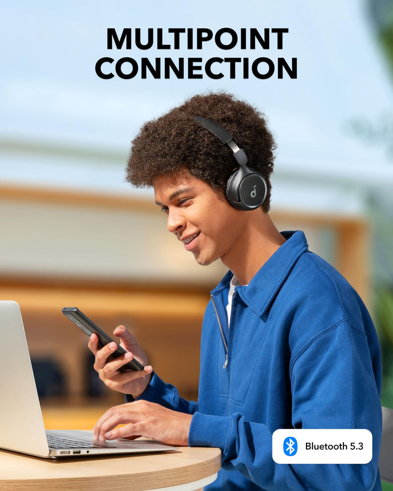 soundcore H30i Wireless On-Ear Headphones, Foldable Design, Pure Bass, 70H Playtime, Bluetooth 5.3, Lightweight and Comfortable, App Connectivity, Multipoint Connection