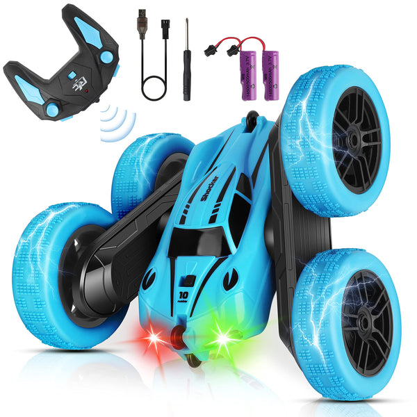 CYM Remote Control Cars, RC Stunt Car, 4WD 2.4 Ghz Remote Control Car with LED Light, 360°Double Side Flips RC Car for 6+ Year Old Boy Kids Girl