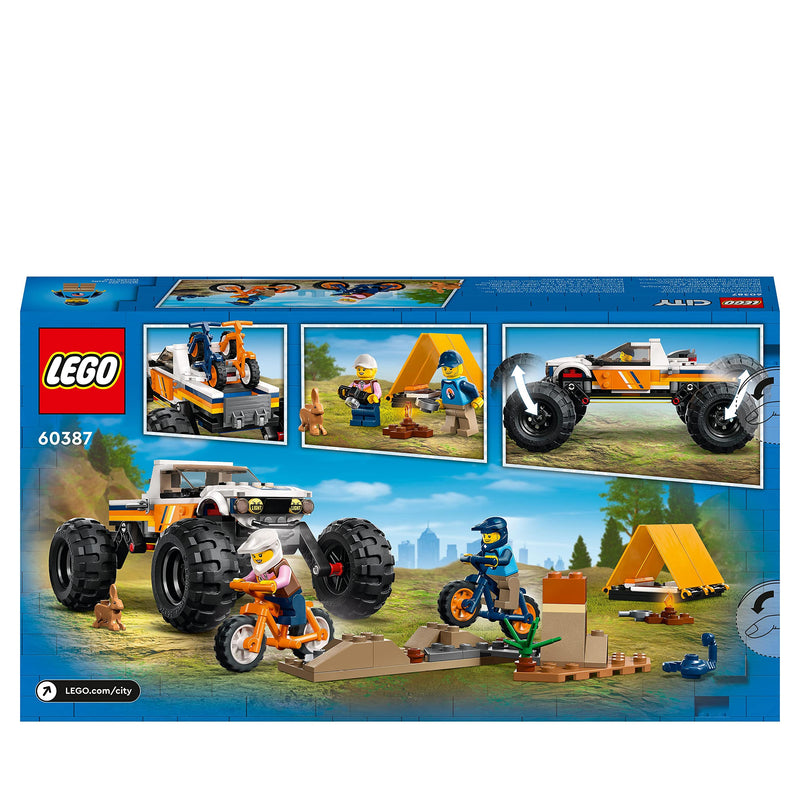 LEGO 60387 City 4x4 Off-Roader Adventures Camping Set, Monster Truck Style Car Toy with Working Suspension and Mountain Bikes, Vehicle Toys for Kids Aged 6 and Over