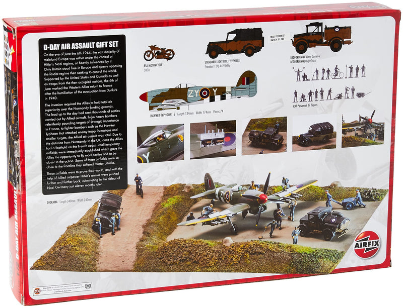 Airfix D-Day Air Assault Set Model Aircraft Gift Set, 1:72 Scale Plastic Model Aircraft/Plane Kits, Includes: 12x Humbrol Acrylic Paints, 2x Brushes & 1x Poly Cement