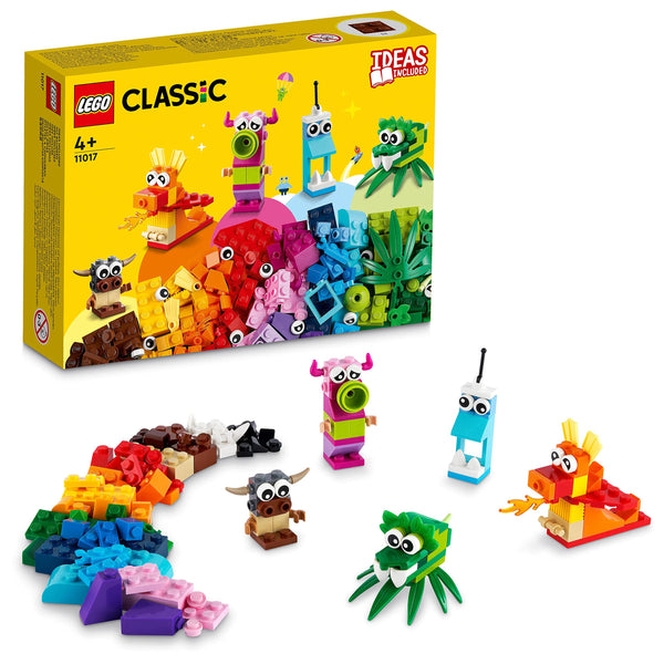 LEGO 11017 Classic Creative Monsters, Construction Playset with 5 Mini Build Monster Toys, Bricks Box Building Set, Gifts for Kids 4 Plus Years Old