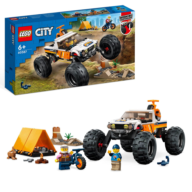 LEGO 60387 City 4x4 Off-Roader Adventures Camping Set, Monster Truck Style Car Toy with Working Suspension and Mountain Bikes, Vehicle Toys for Kids Aged 6 and Over