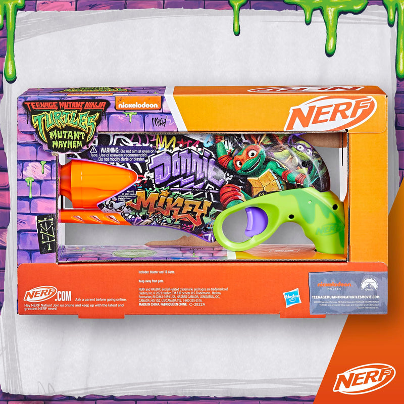 NERF Teenage Mutant Ninja Turtles Blaster, 10 Elite Darts, Toy Foam Blasters for 8 Year Old Boys & Girls & Up