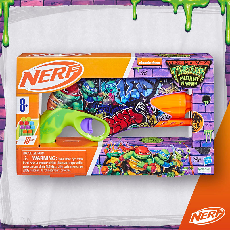 NERF Teenage Mutant Ninja Turtles Blaster, 10 Elite Darts, Toy Foam Blasters for 8 Year Old Boys & Girls & Up