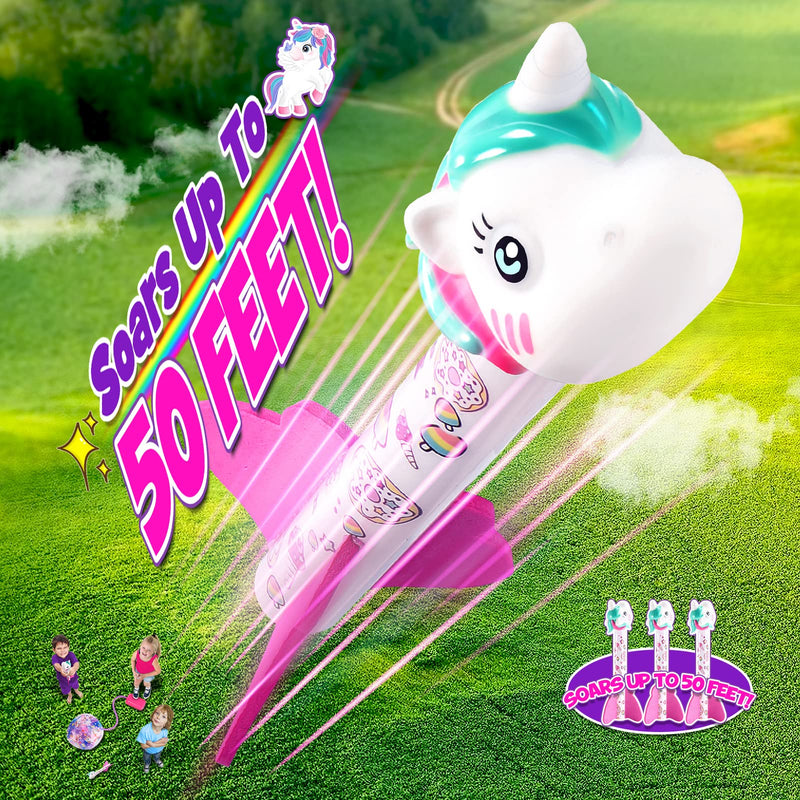 DejaNard Unicorn Gifts for Girls, Stomp Toy Rockets Garden Games Toys for 3-10 Year Olds Boys Girls Toys Age 4 5 6 Outdoor Toys 3-9 Years Old Boys Girls Gifts Age 3-12 Rocket Toy Launcher for Kids