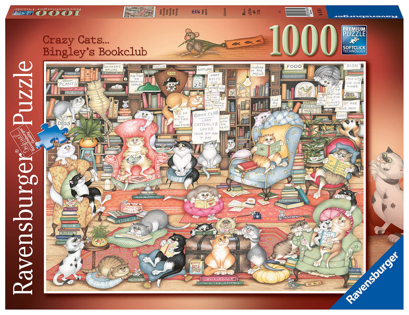 Ravensburger Crazy Cats Bingley’s Bookclub 1000 Piece Jigsaw Puzzle for Adults & Kids Age 12 Years Up