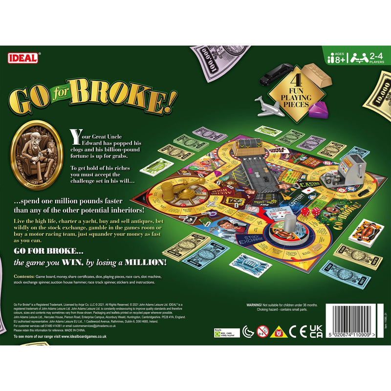 IDEAL | Go for Broke: The game you win by losing a million!| Classic Games | For 2-4 Players | Ages 8+