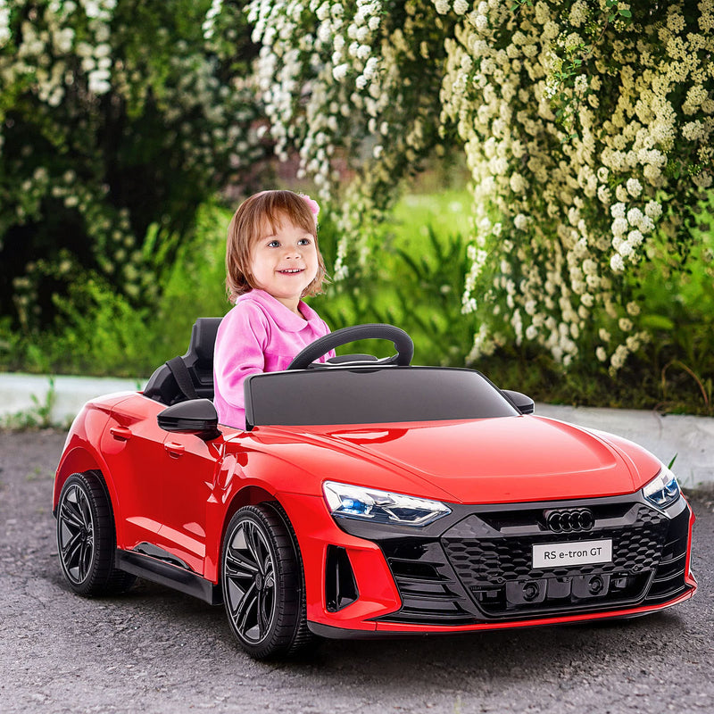 HOMCOM Audi RS e-tron GT Licensed Electric Cars for Kids Electric Ride-ons 12V Battery Powered Toy w/Remote Control Music, for 3-5 years, Red