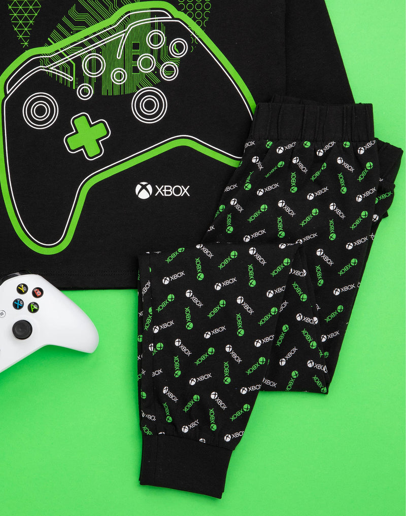 Xbox Pyjamas For Boys | Kids Black Green Gamer T-Shirt & Leggings Trousers Pjs | Game Console Controller Merchandise Gifts 10-11 Years