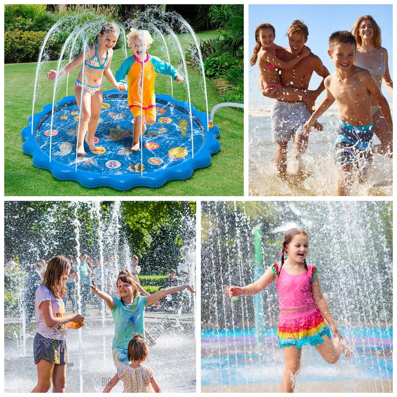 Toddler Toys - Splash Pad, 68"/170cm Sprinkler & Splash Play Mat for Toddlers Dogs, Inflatable Outdoor Sprinkler Pad Wading Pool with 5 Patches for Kids Age 3+, Water Toys for Summer Garden Beach