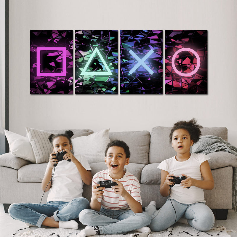 murando Canvas Wall Art for gamers 160x60 cm / 63"x24" 4 pcs Non-woven Canvas Print Framed Wall Art work Picture Photo Home Decoration - black i-A-0164-b-i