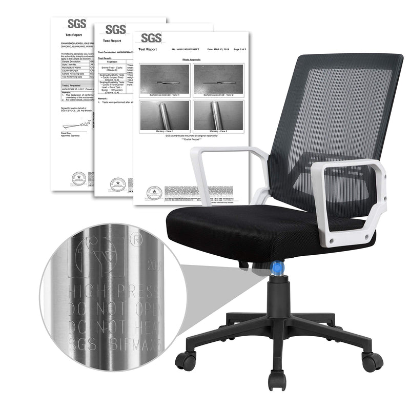 Yaheetech Adjustable Computer Chair Ergonomic Mesh Work Chair Reclining Mid-Back Study Chair with Comfy Lumbar Back Support for Home Study or Conference Work Grey
