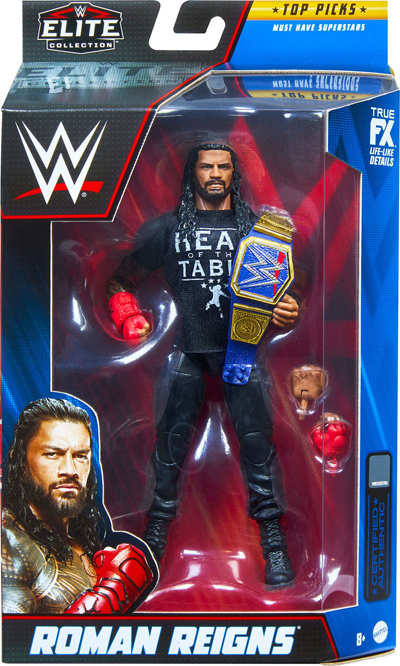 Mattel WWE Roman Reigns Top Picks Elite Collection Action Figure, Articulation & Life-Like Detail, Interchangeable Accessories, 6-Inch (HKN55)